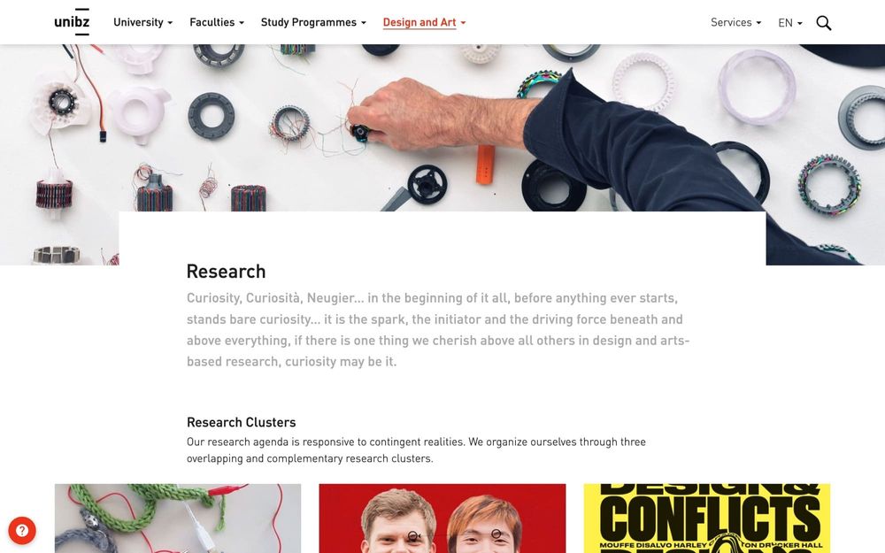 Research page of the faculty of design and art